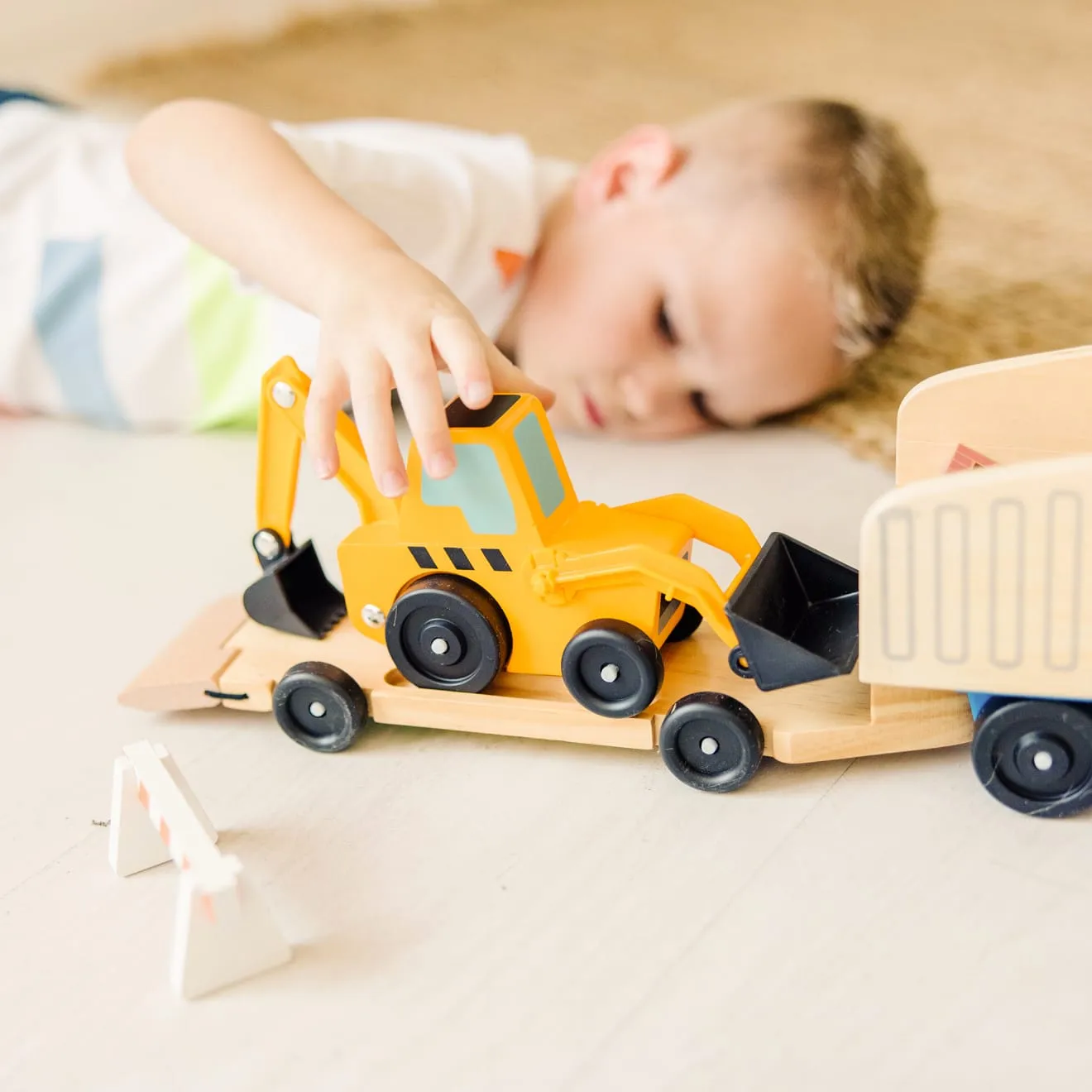 Melissa & Doug Classic Toy Dump Truck & Loader houten voertuigen 8-delig