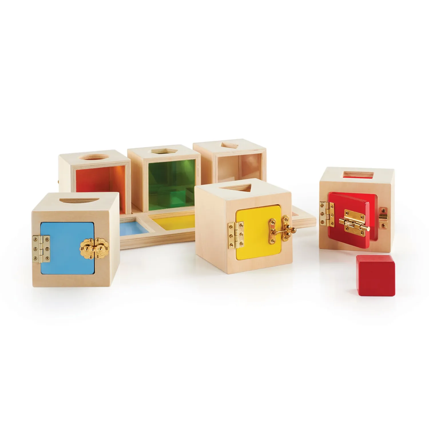 Guidecraft Peekaboo Lock Boxes Set of 6 vormenspeelgoed slotjes