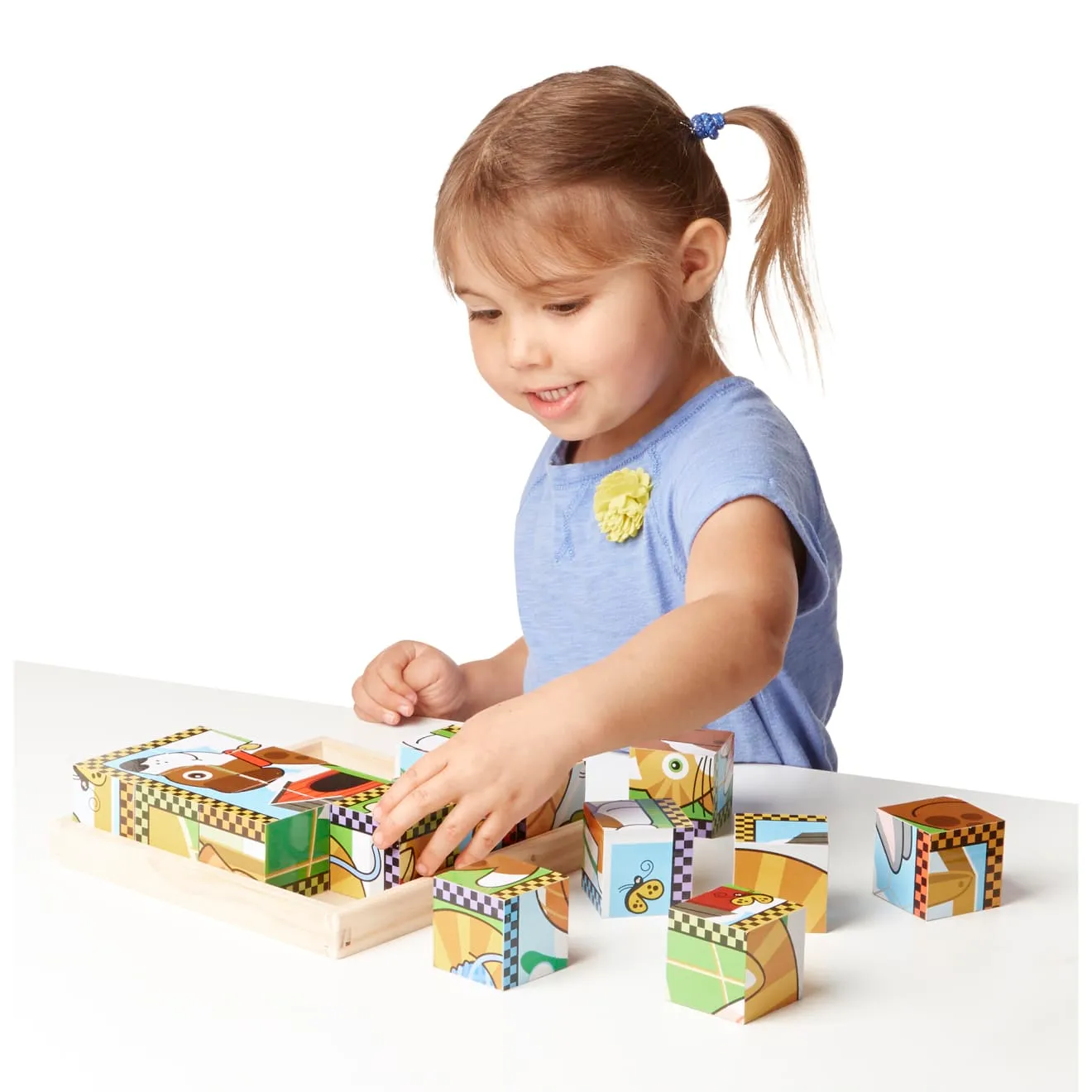 Melissa & Doug Pets Cube houten puzzel 16 blokken 6-in-1