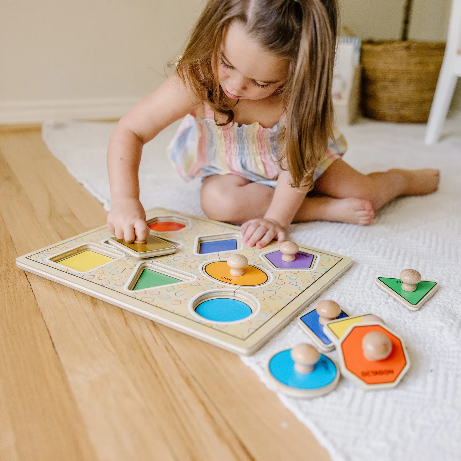 Melissa & Doug Geometric Shapes Deluxe Jumbo Peg puzzel 8 stuks