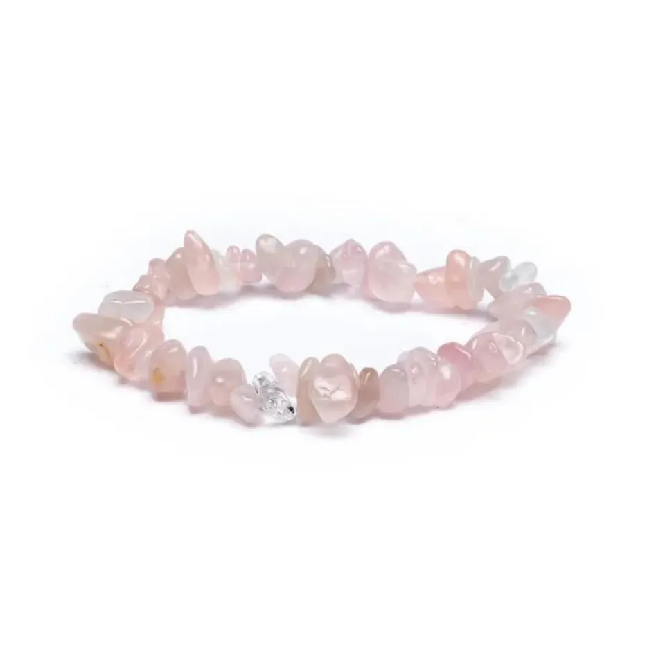 Ginger Fairy Rozenkwarts Chips Armband Elastisch 16 cm