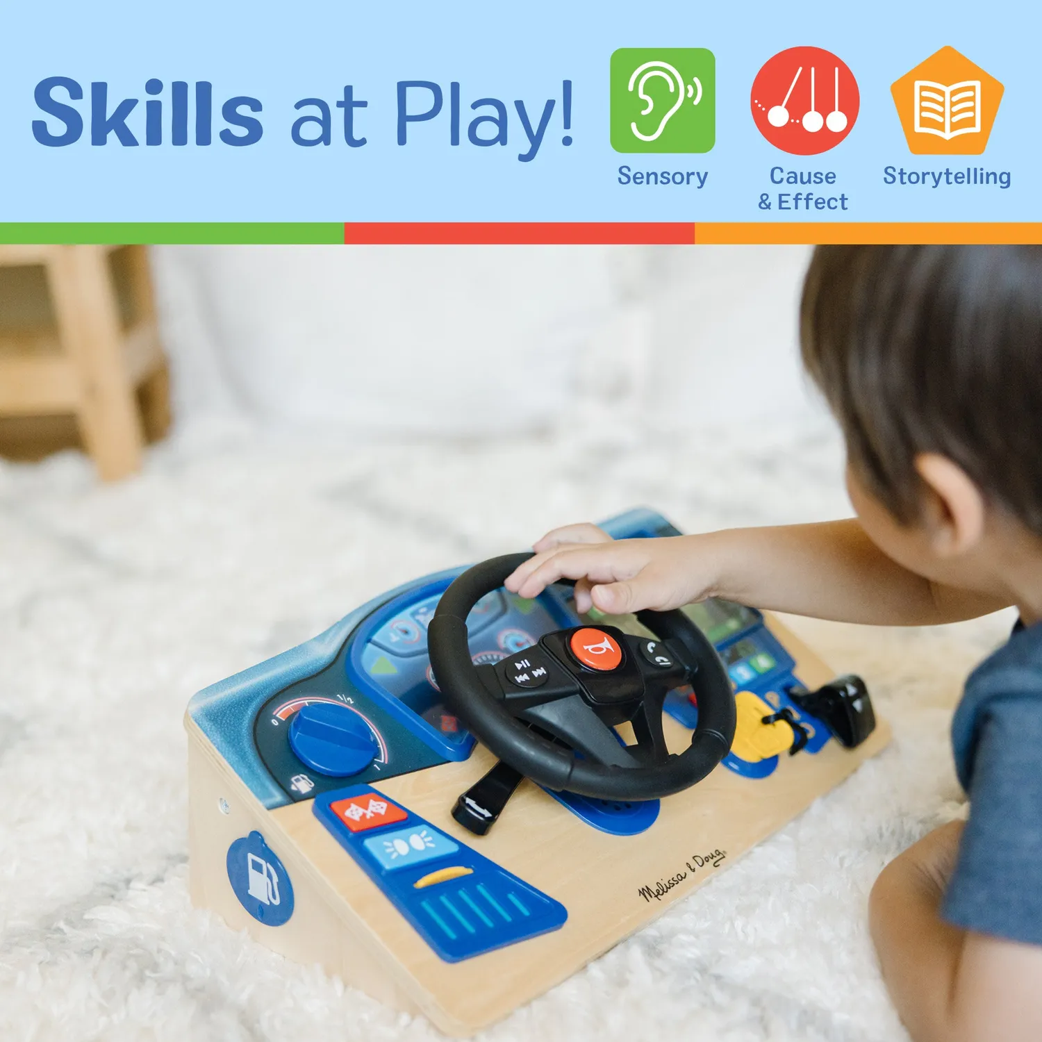 Melissa & Doug Vroom & Zoom dashboard speelgoed houten