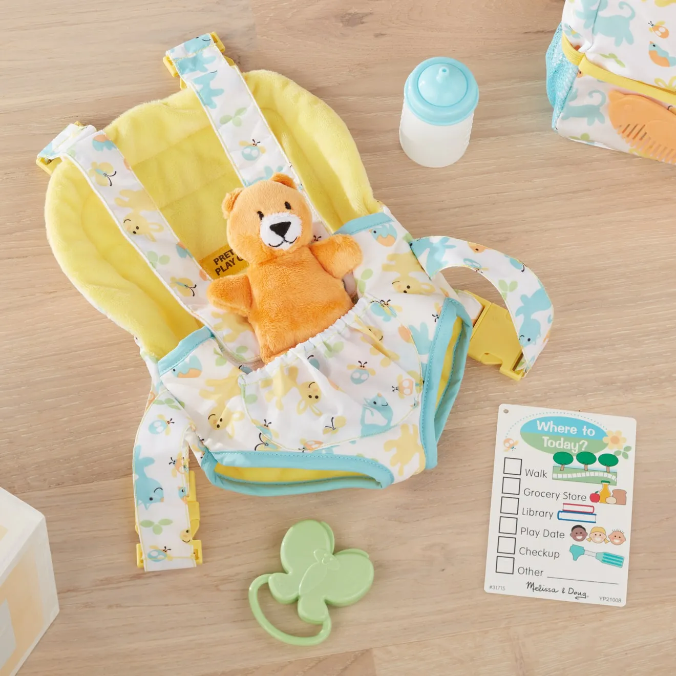 Melissa & Doug Mine to Love draagzak poppenset met knuffel