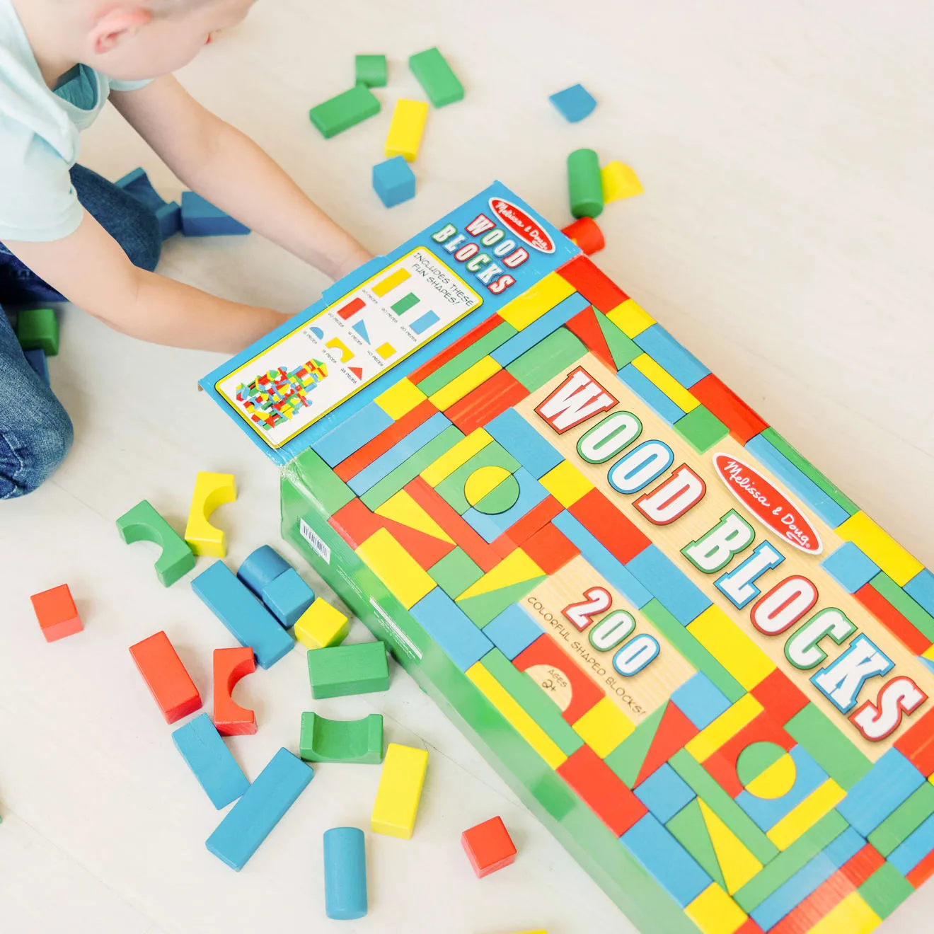 Melissa & Doug houten bouwblokken 200 stuks 4 kleuren