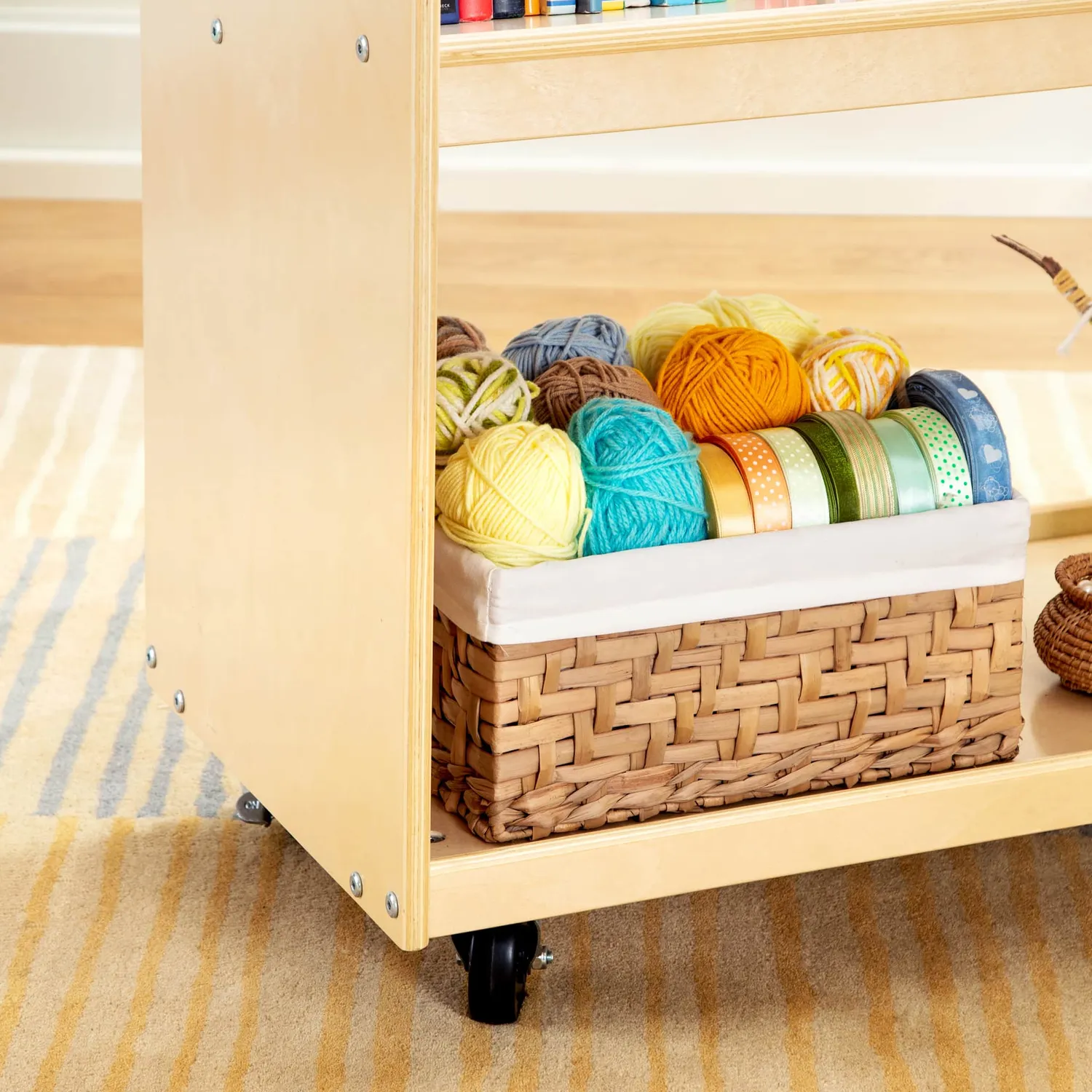 EdQ Book Cart houten boekenkar verrijdbaar met 2 vakken