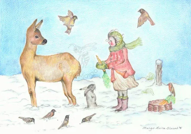 Ginger Fairy Eentje van Margo Dieren voeren kaart 10,5x15 cm