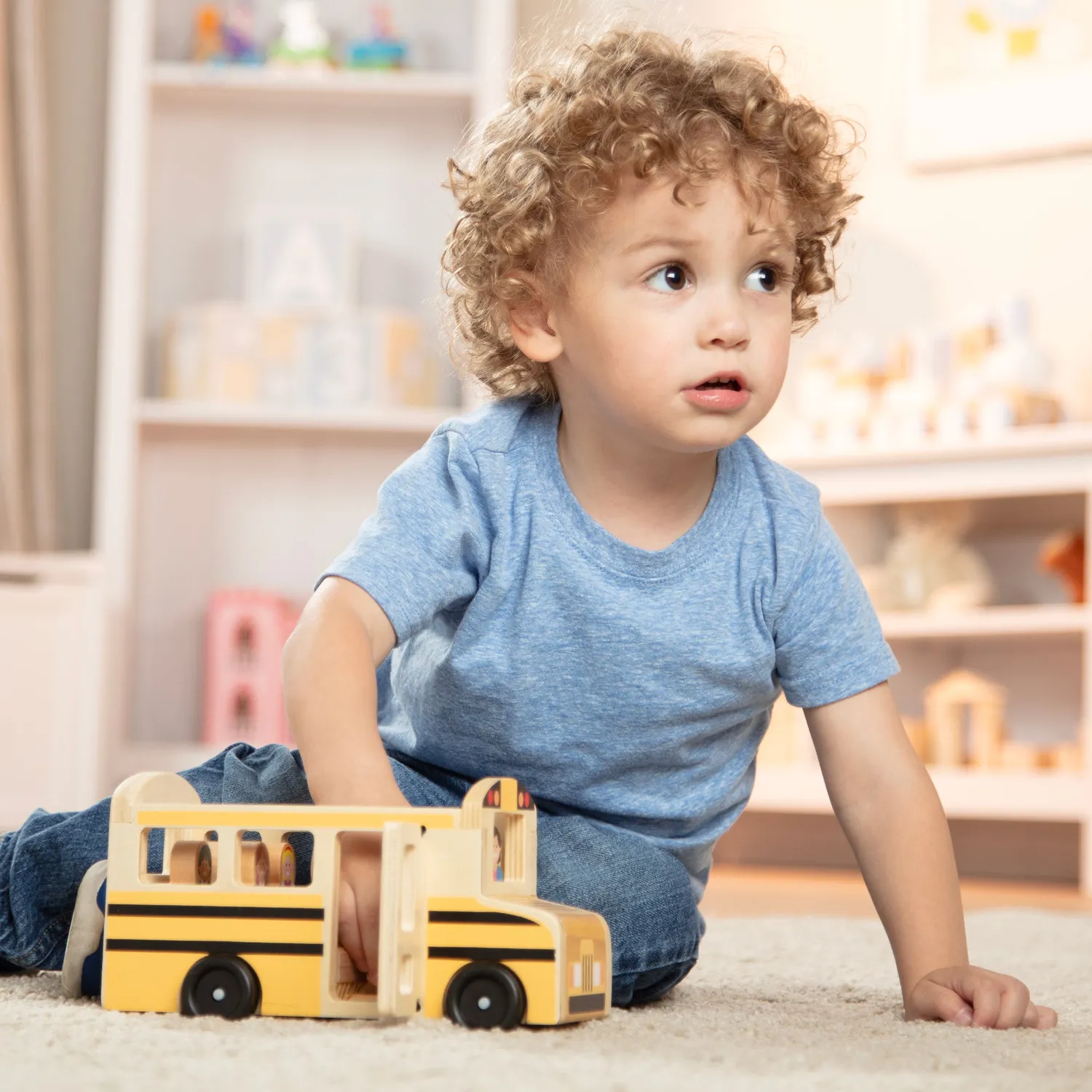 Melissa & Doug Wooden School Bus speelbus 8-delig hout