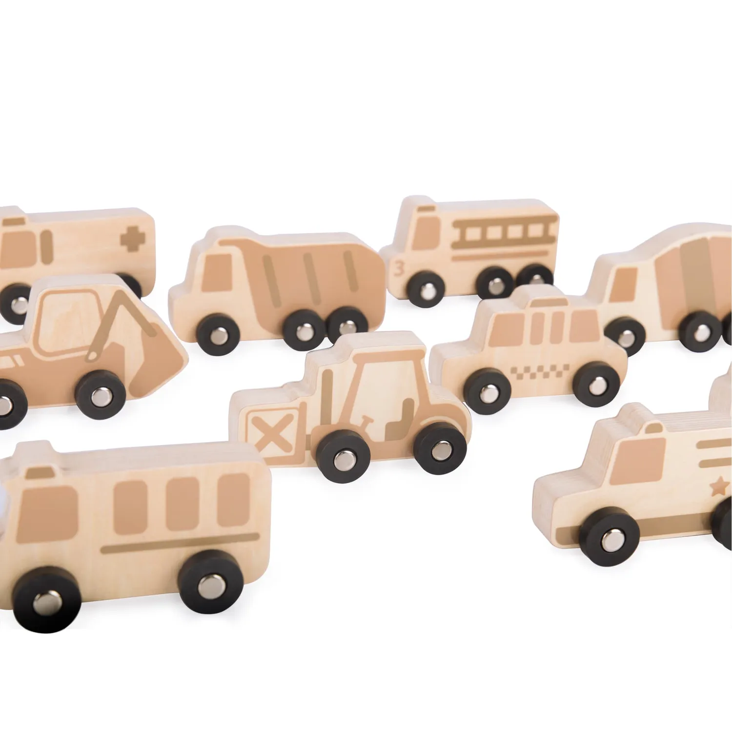 Guidecraft Mini Trucks houten voertuigen set van 10 voertuigen