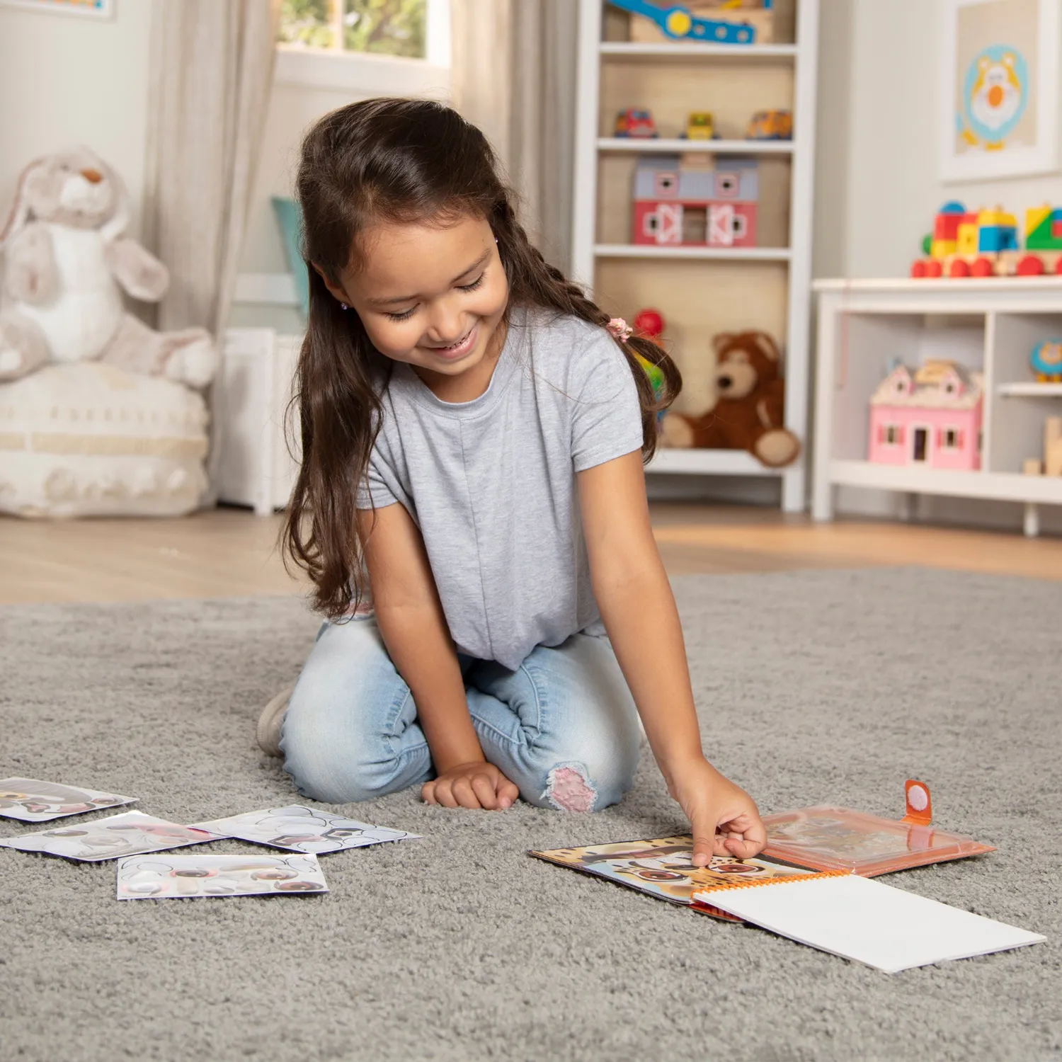 Melissa & Doug Make-a-Face stickerboek 3-pack dieren