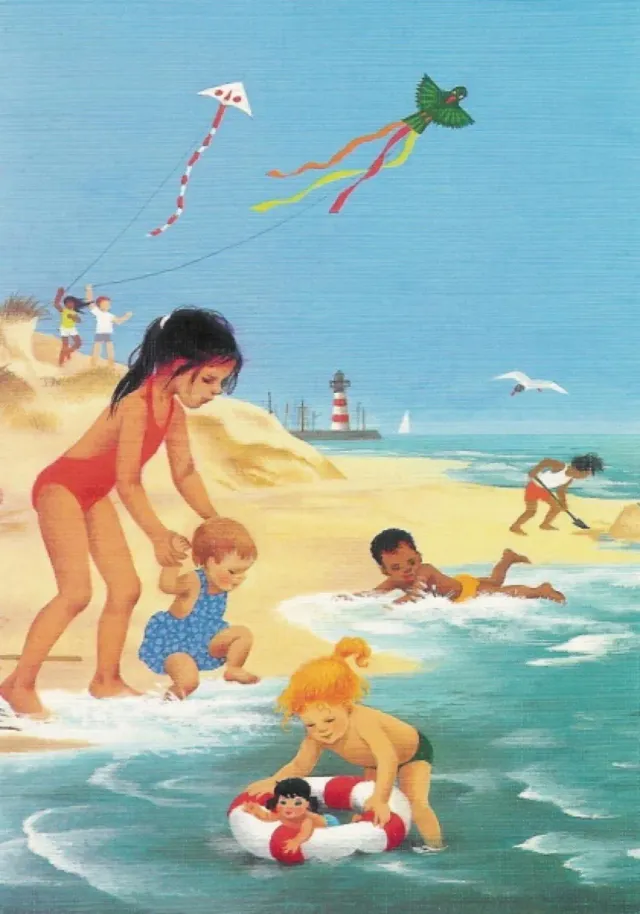 Ginger Fairy Gerda Muller Kinder am Meer kaart 10x15 zomer