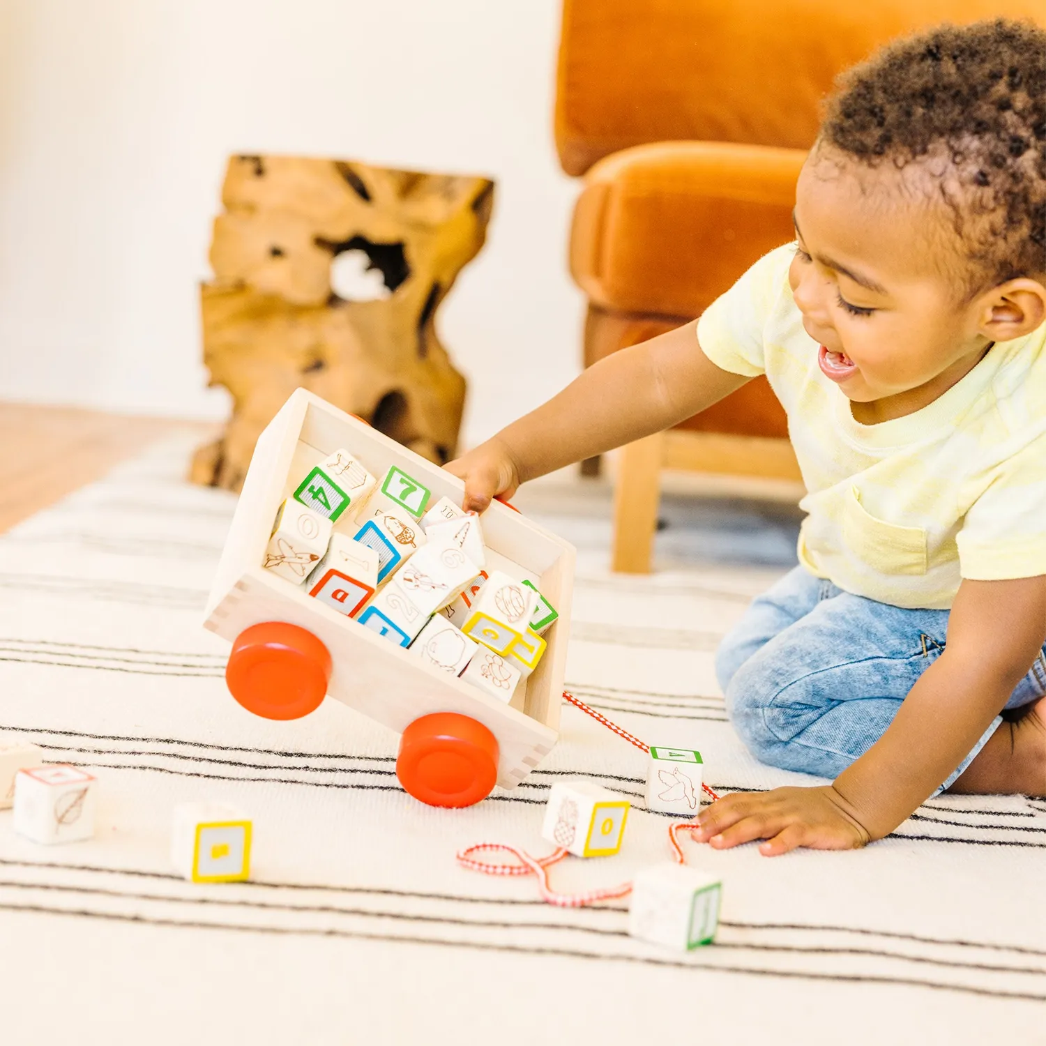 Melissa & Doug Classic ABC Block Cart blokkenkar 30 st hout