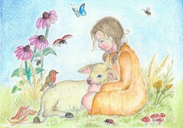 Ginger Fairy Eentje van Margo Meisje met lammetje kaart