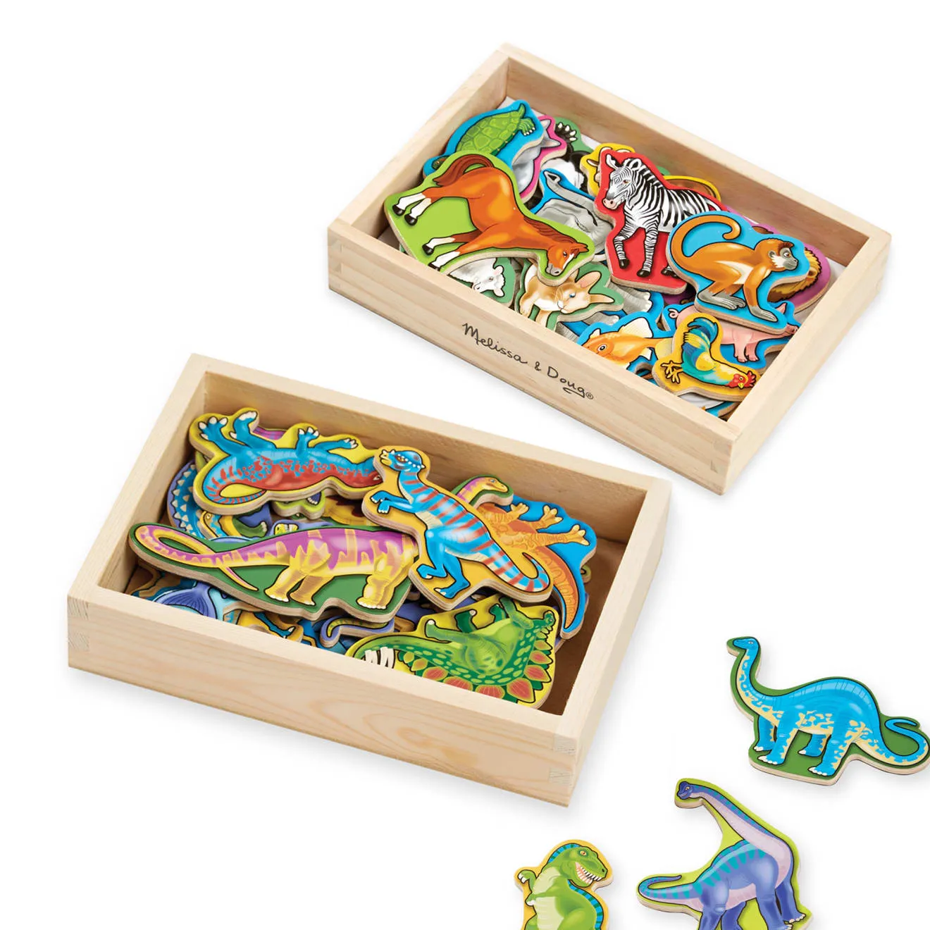 Melissa & Doug dieren en dino's houten magneten 40 stuks