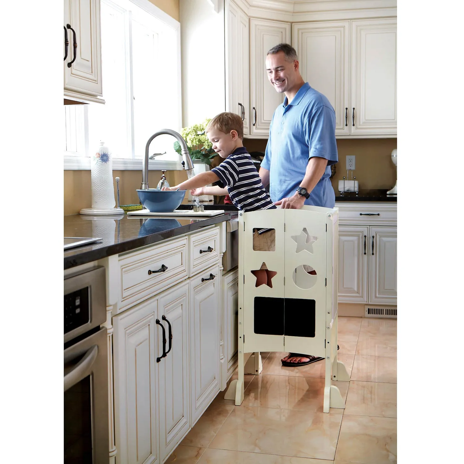 Guidecraft Classic Kitchen Helper leertoren natural krijtbord