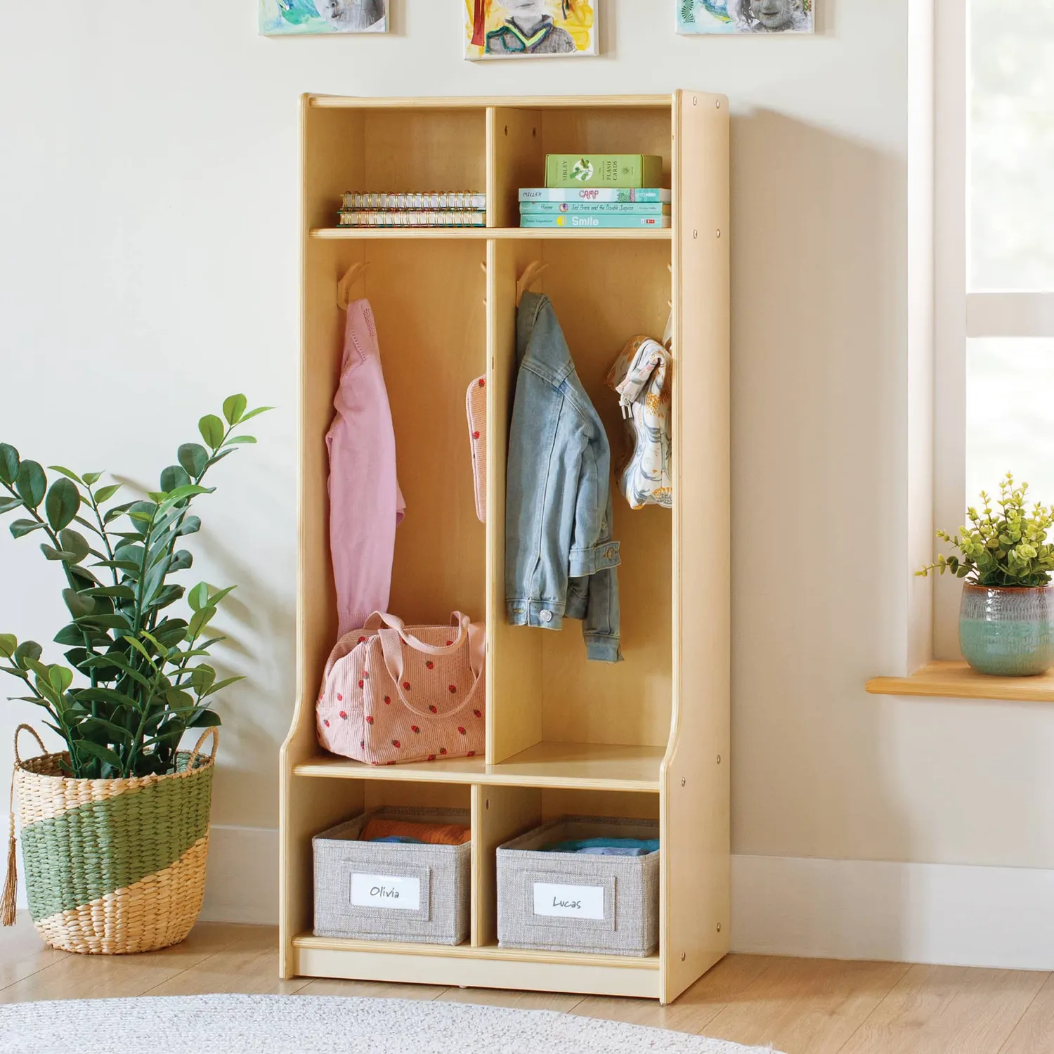 Guidecraft EdQ 2-Section lockerkast bankje naturel