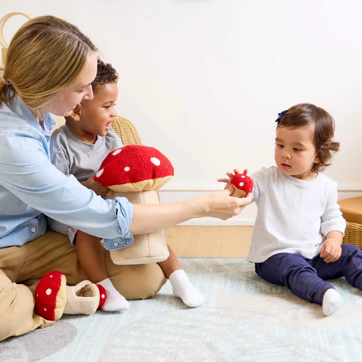 Guidecraft Plush Mushrooms knuffels set van 4