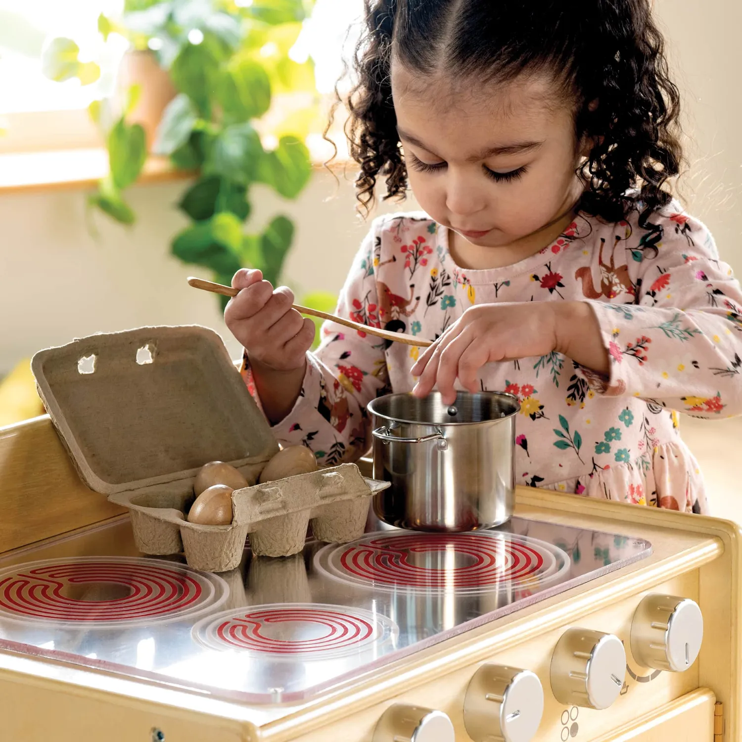Guidecraft EdQ Kitchen Range speelfornuis naturel