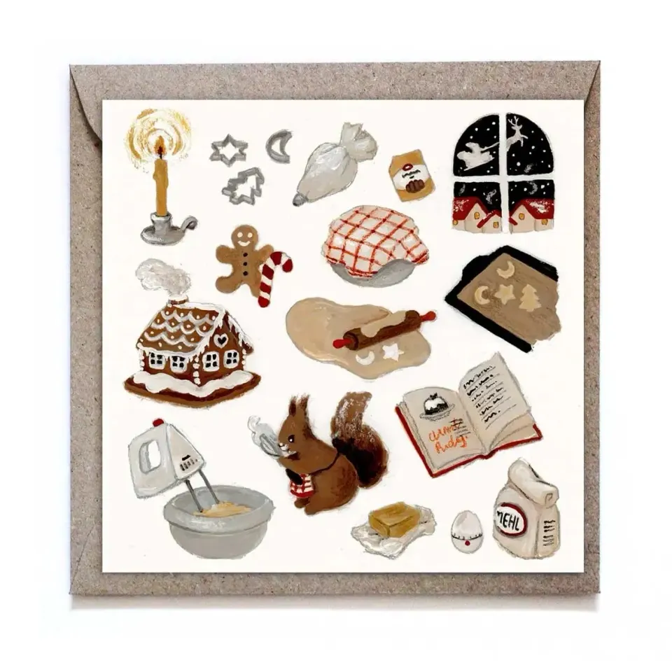 Ginger Fairy Christmas bakery kaart 12x12 cm met envelop