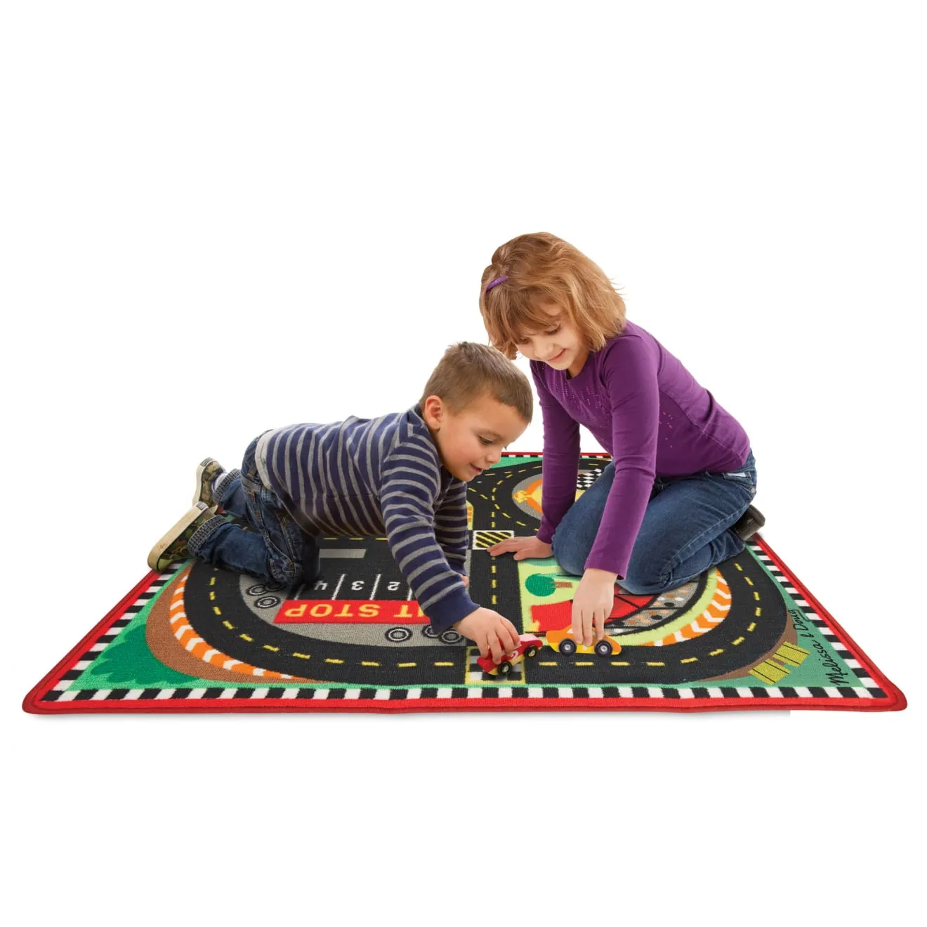 Melissa & Doug Speedway Racebaan speelkleed met 4 auto’s