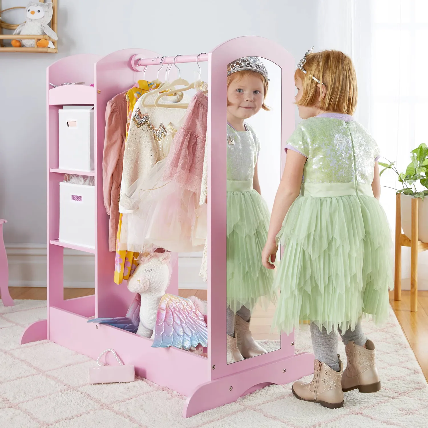 Guidecraft See and Store verkleedkast roze met kledingrek