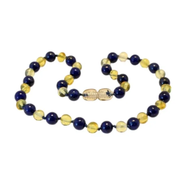 Ginger Fairy Kinderketting barnsteen lapis lazuli 32 cm