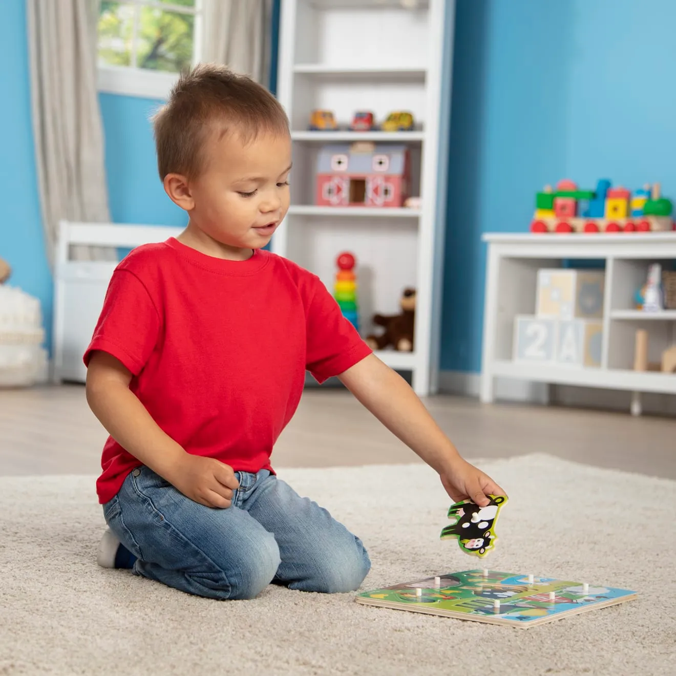 Melissa & Doug Farm Peg Puzzle houten puzzel 8 stukjes boerderij