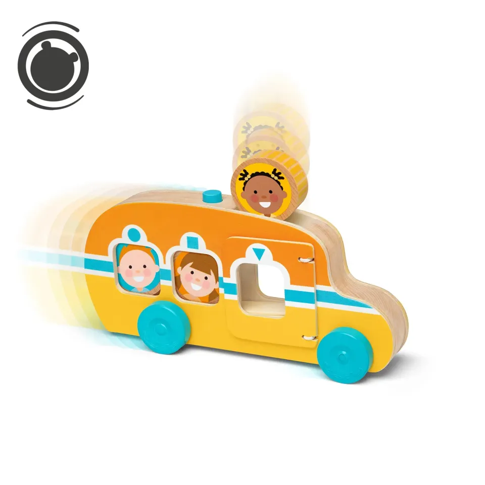 Melissa & Doug GO Tots Roll & Ride Bus houten speelgoedbus
