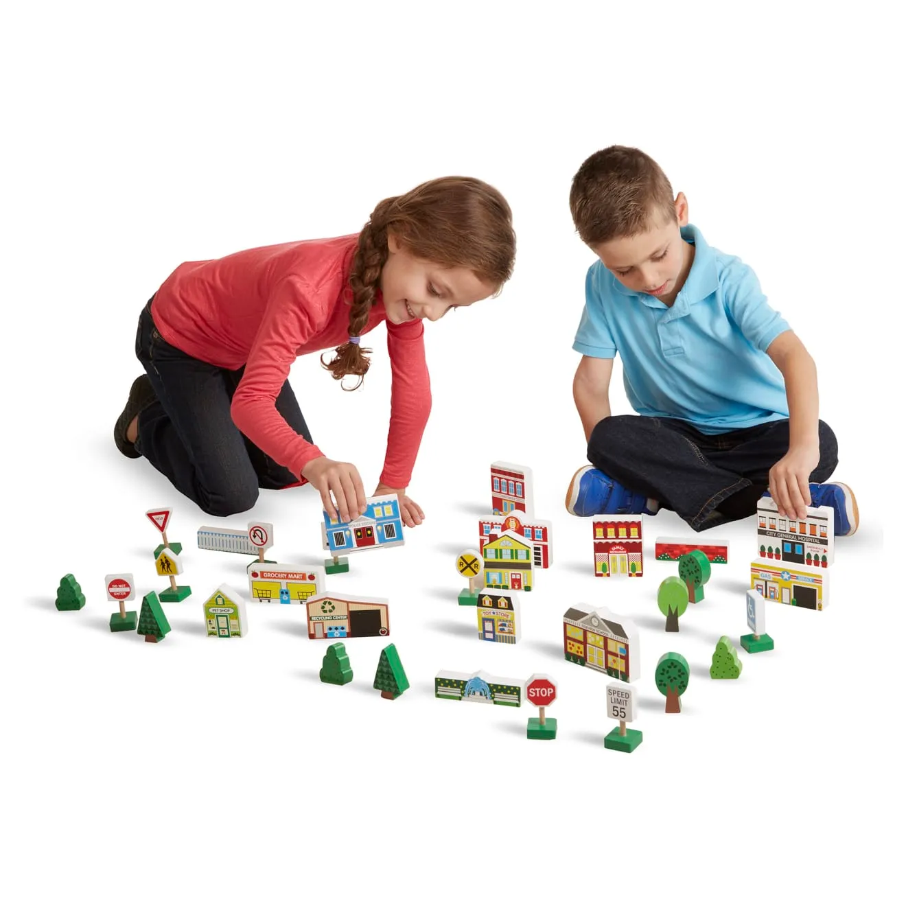 Melissa & Doug Wooden Town houten speelset 32-delig stad