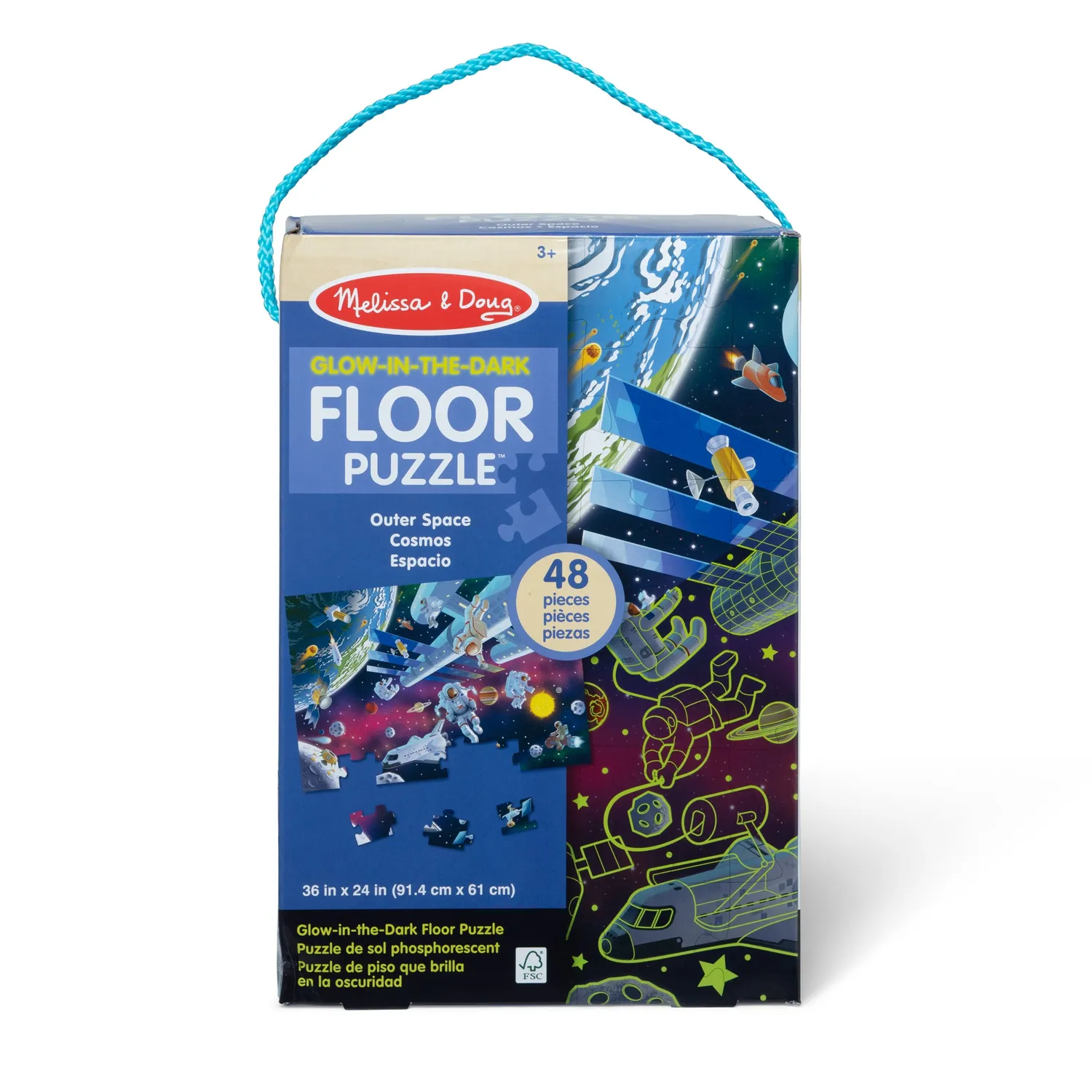 Melissa & Doug Outer Space glow in the dark vloerpuzzel 48 stukjes