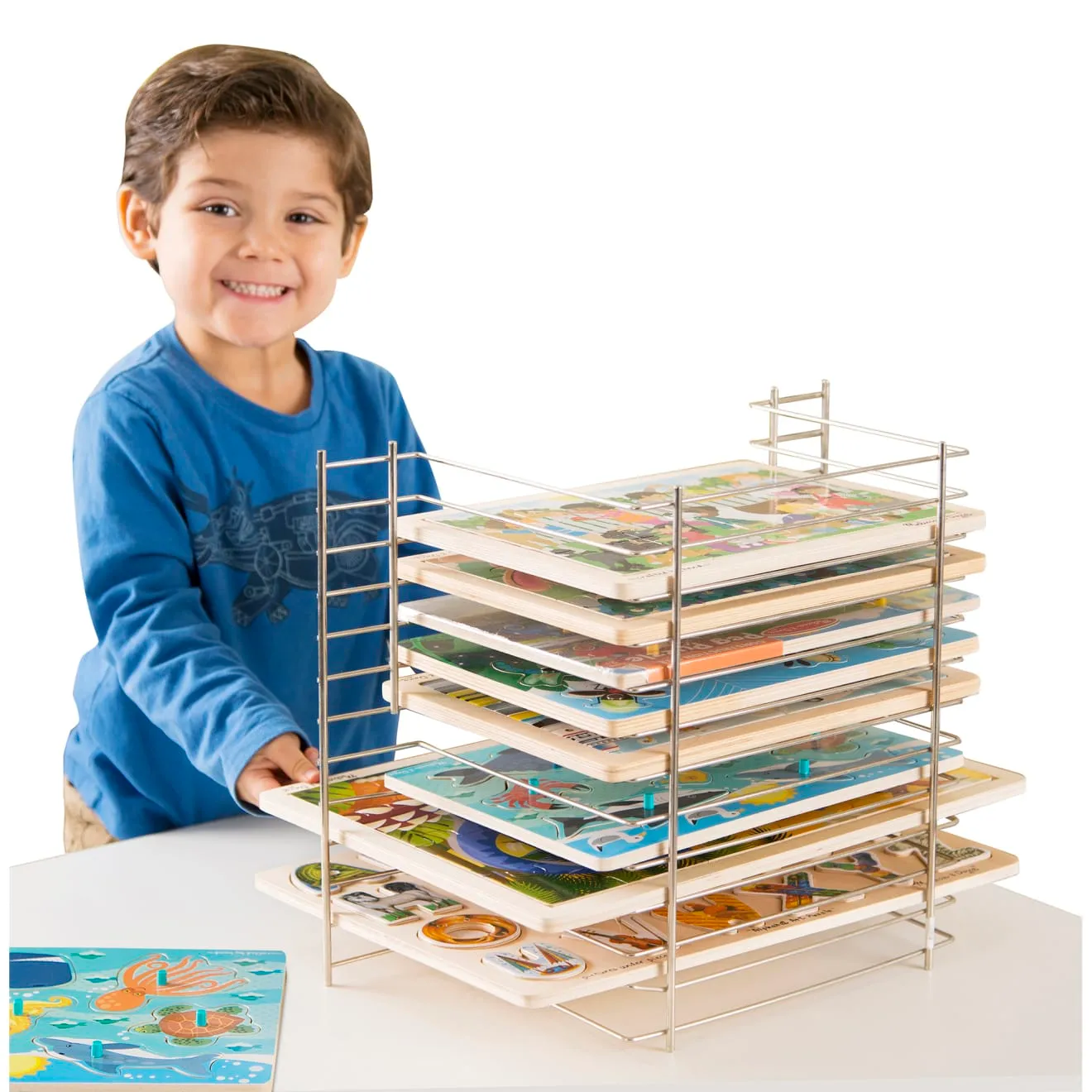 Melissa & Doug Deluxe Puzzelrek Metaal 12 Puzzels