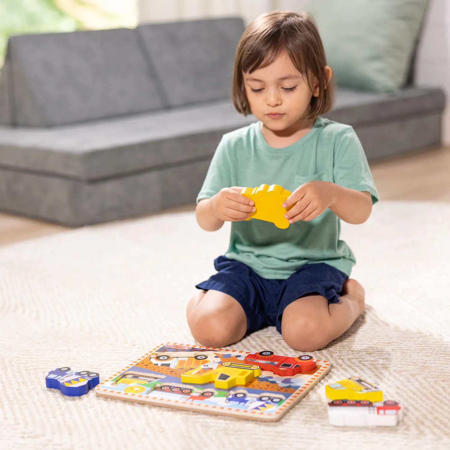Melissa & Doug Construction houten puzzel 6 voertuigen 2+