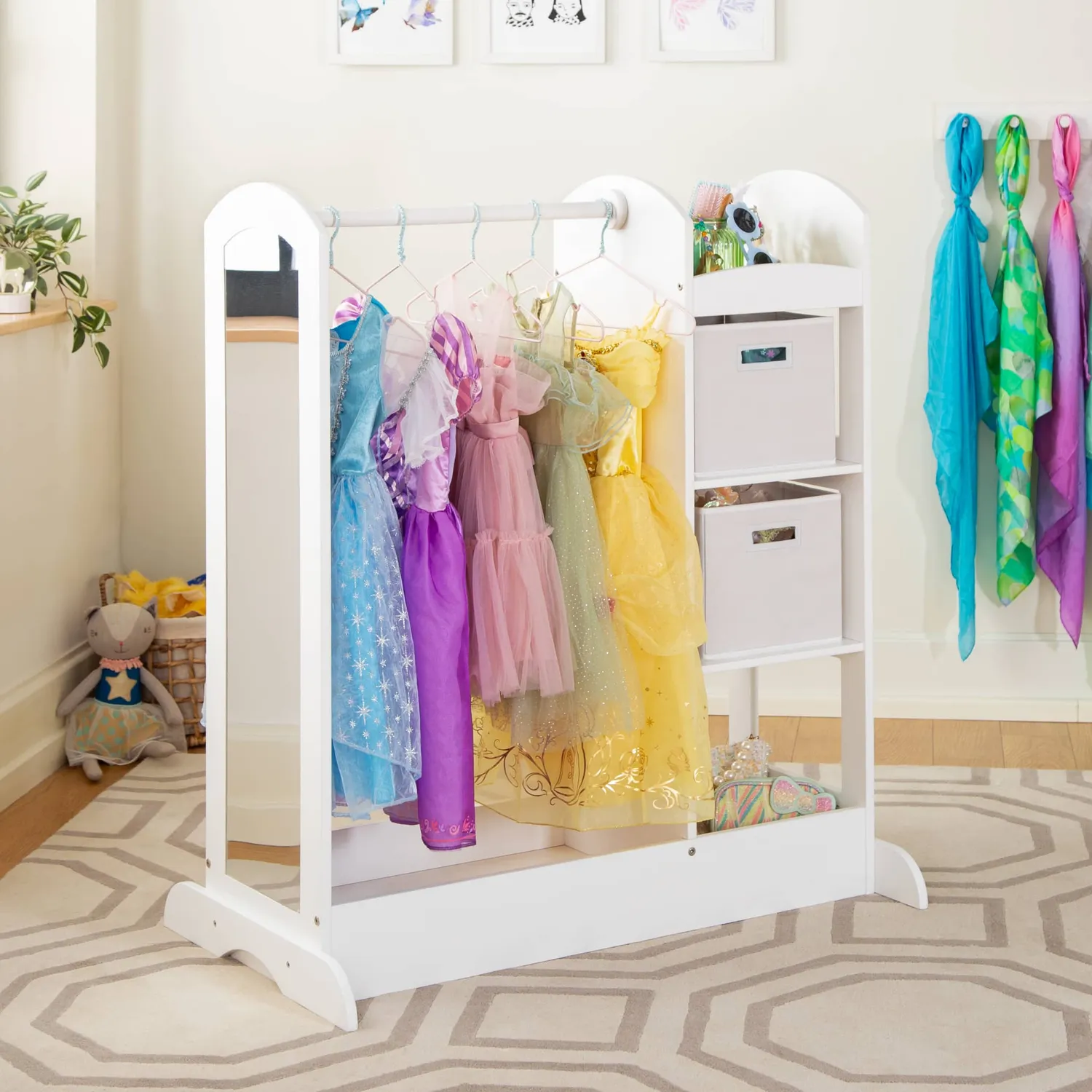 Guidecraft See and Store verkleedkast roze met kledingrek
