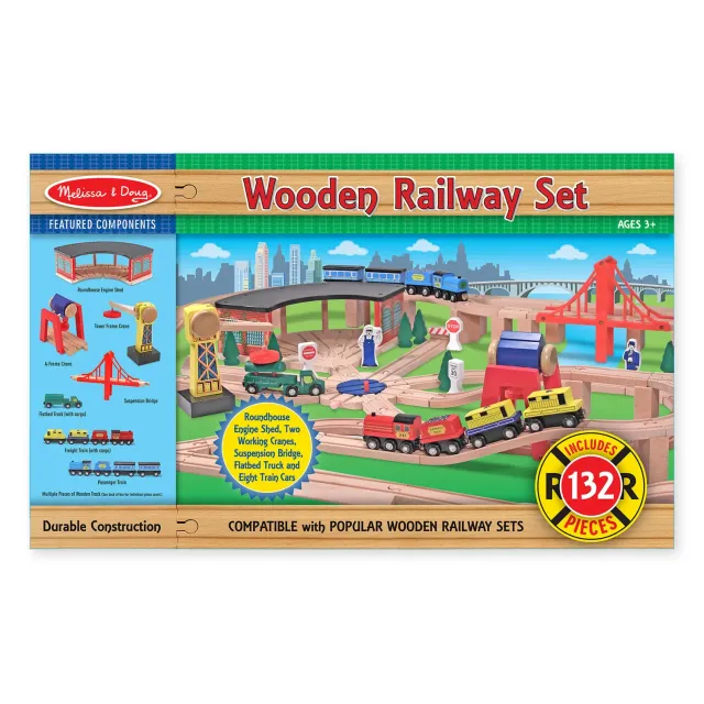 Melissa & Doug Wooden Railway Set houten treinbaan deluxe