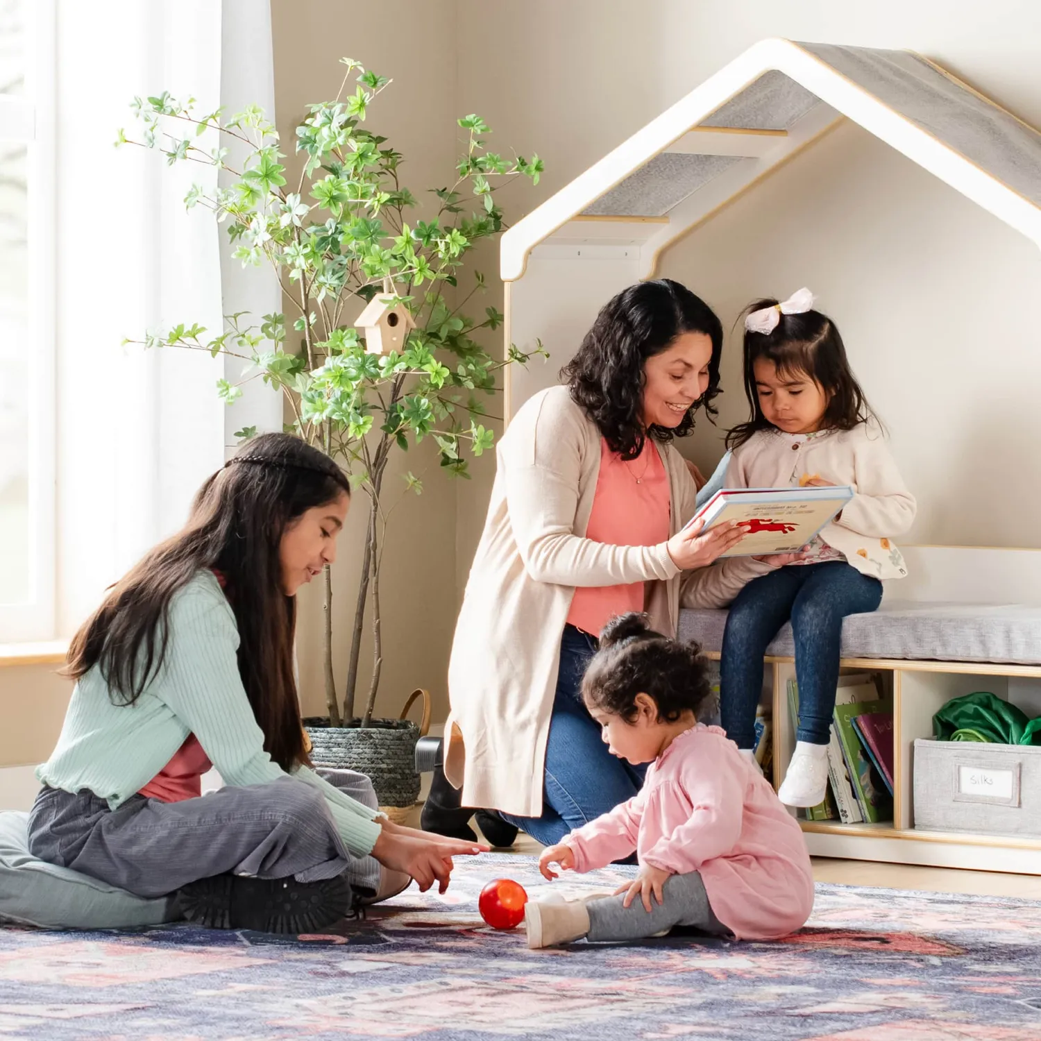 EdQ Reading Nook with Storage leeshoek wit 4 vakken zitbank