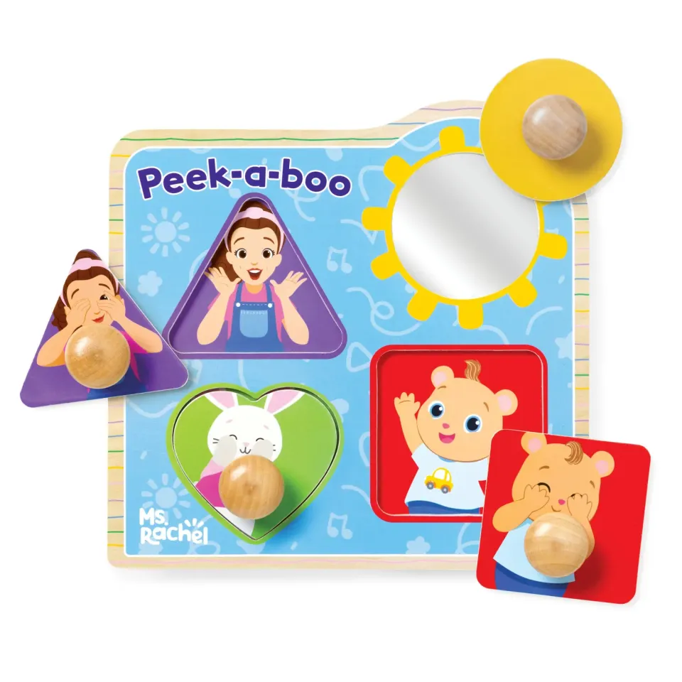 Melissa & Doug Ms Rachel Peek-a-Boo puzzel 4 stuks houten
