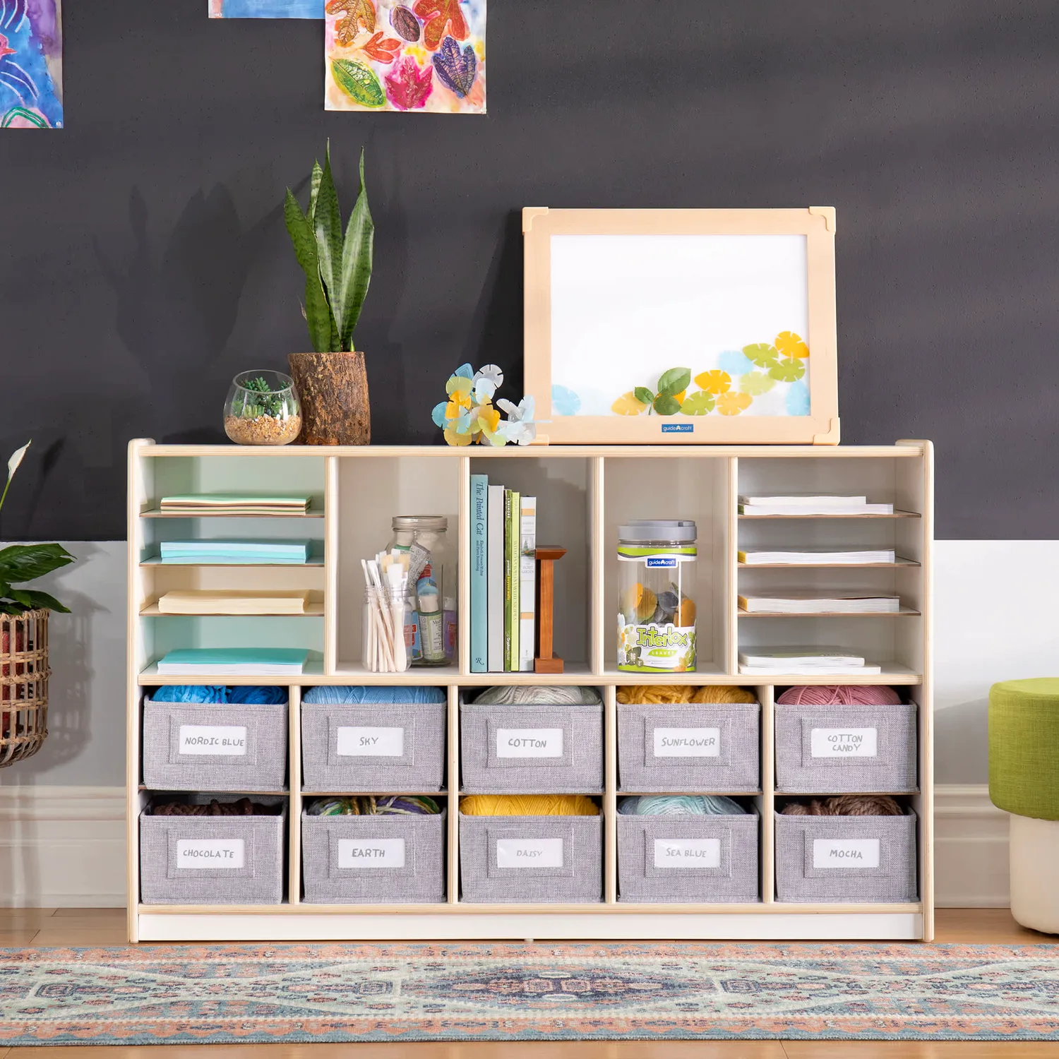 Guidecraft EdQ Shelves and 10 Bin Storage Unit 30" opbergkast 10 bakken