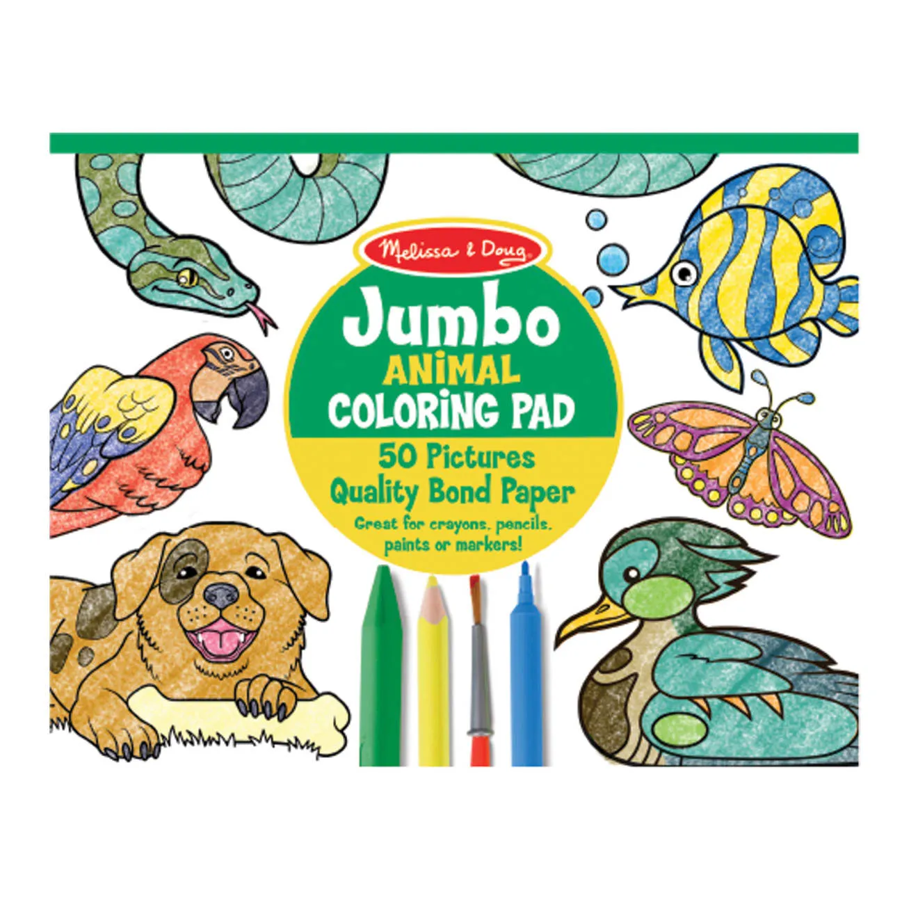 Melissa & Doug Jumbo Dieren kleurblok 50 pagina's extra groot