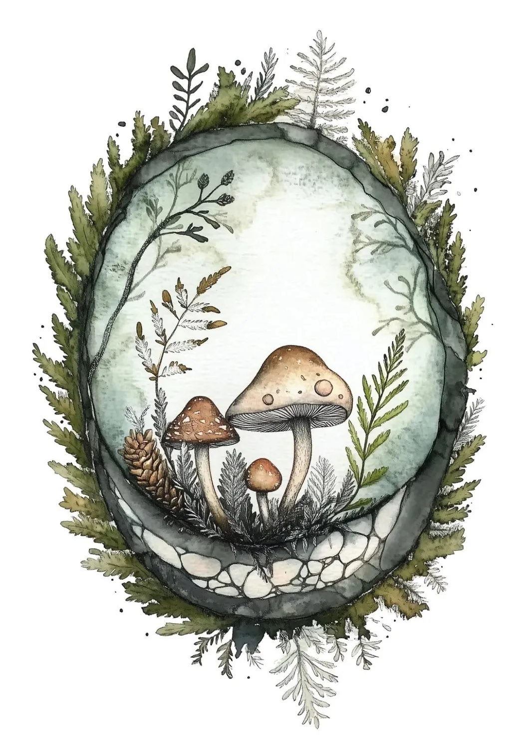 Ginger Fairy Forest mushroom ansichtkaart A6 structuurkarton