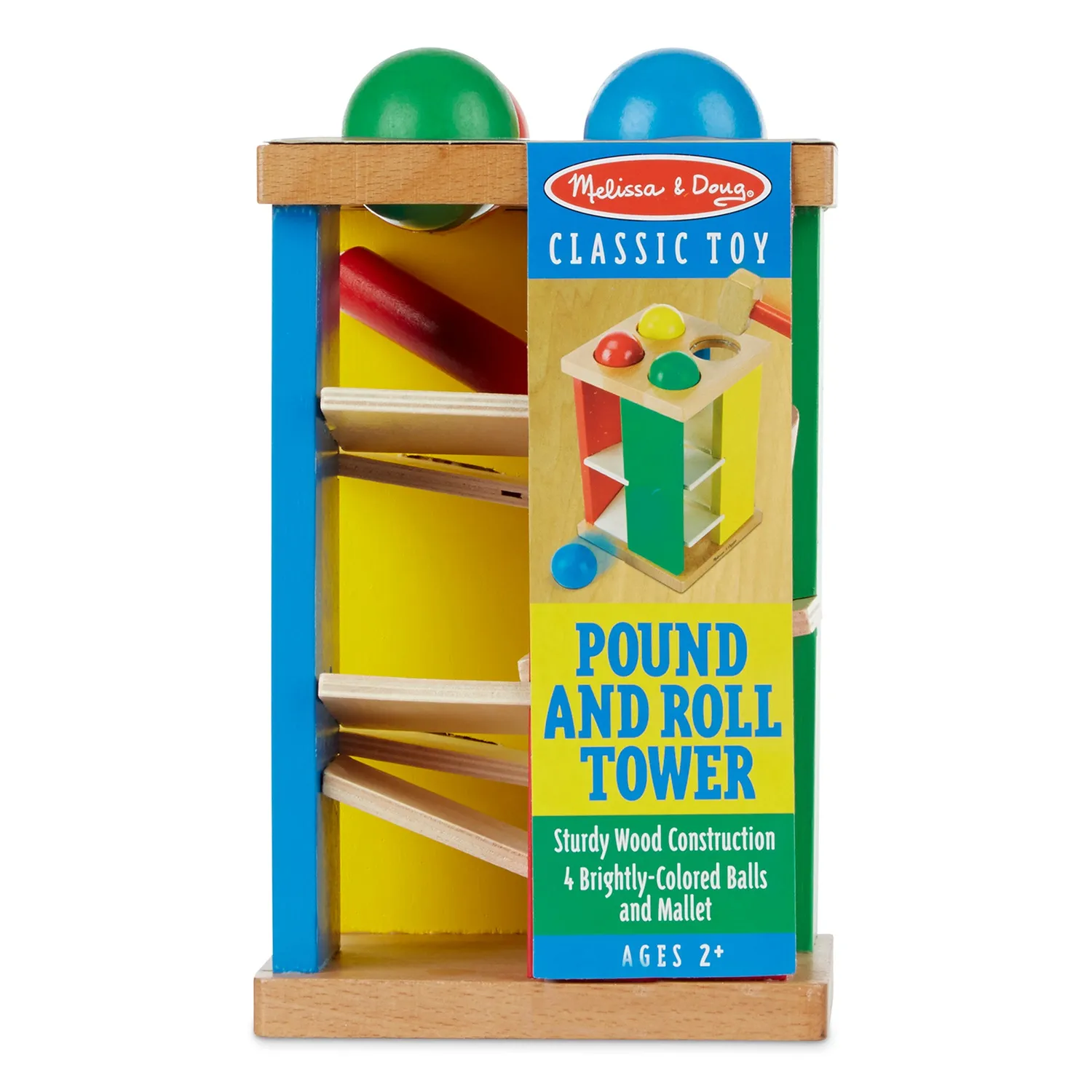 Melissa & Doug Pound & Roll Tower houten hamerspel 4 ballen