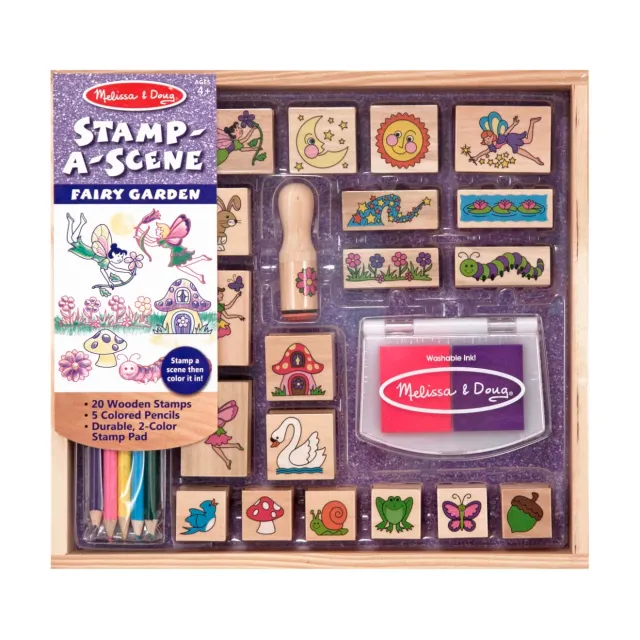 Melissa & Doug Stamp-a-Scene Fairy Garden stempelset 20 stuks uitwasbaar