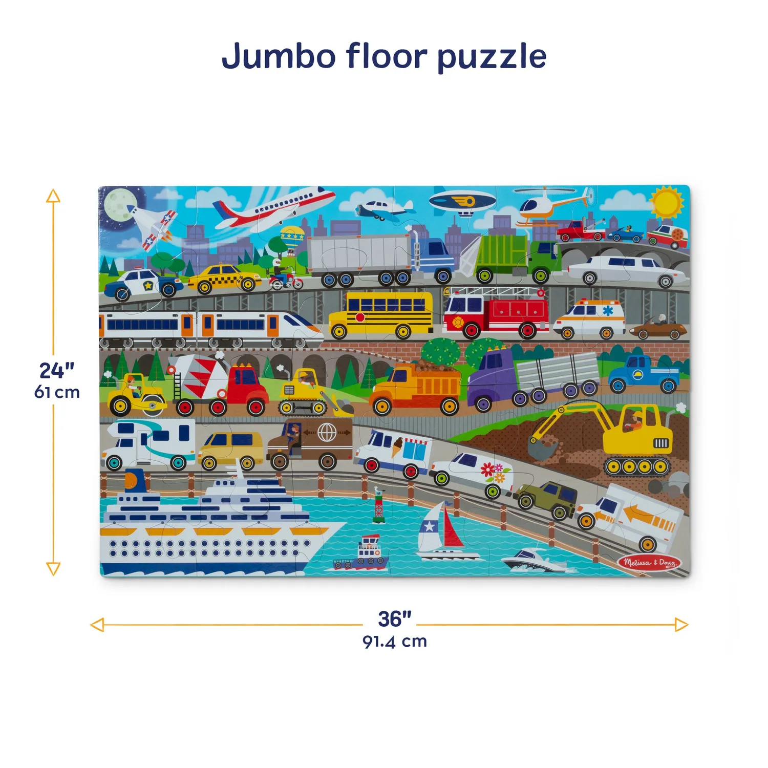 Melissa & Doug Traffic Jam vloerpuzzel 24 stukjes verkeer