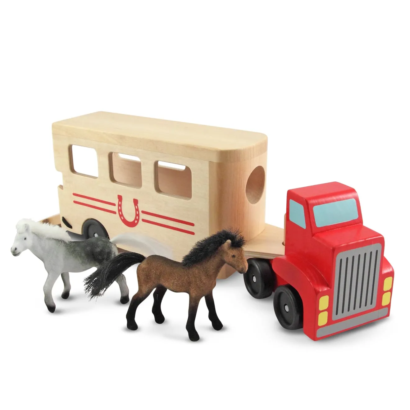 Melissa & Doug Horse Carrier houten speelset paardentrailer 2 paarden