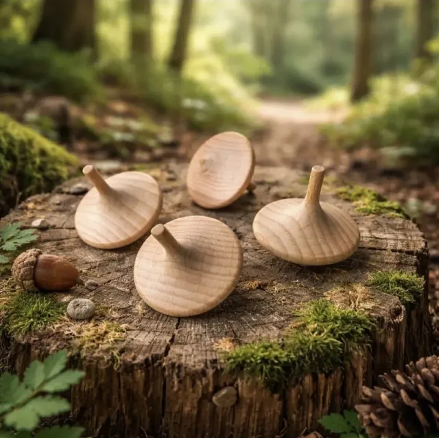 Ginger Fairy houten tol klein 35 mm beukenhout