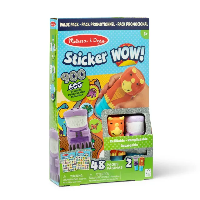 Melissa & Doug Sticker WOW! Dinosaur stickerboek 2-pack dino