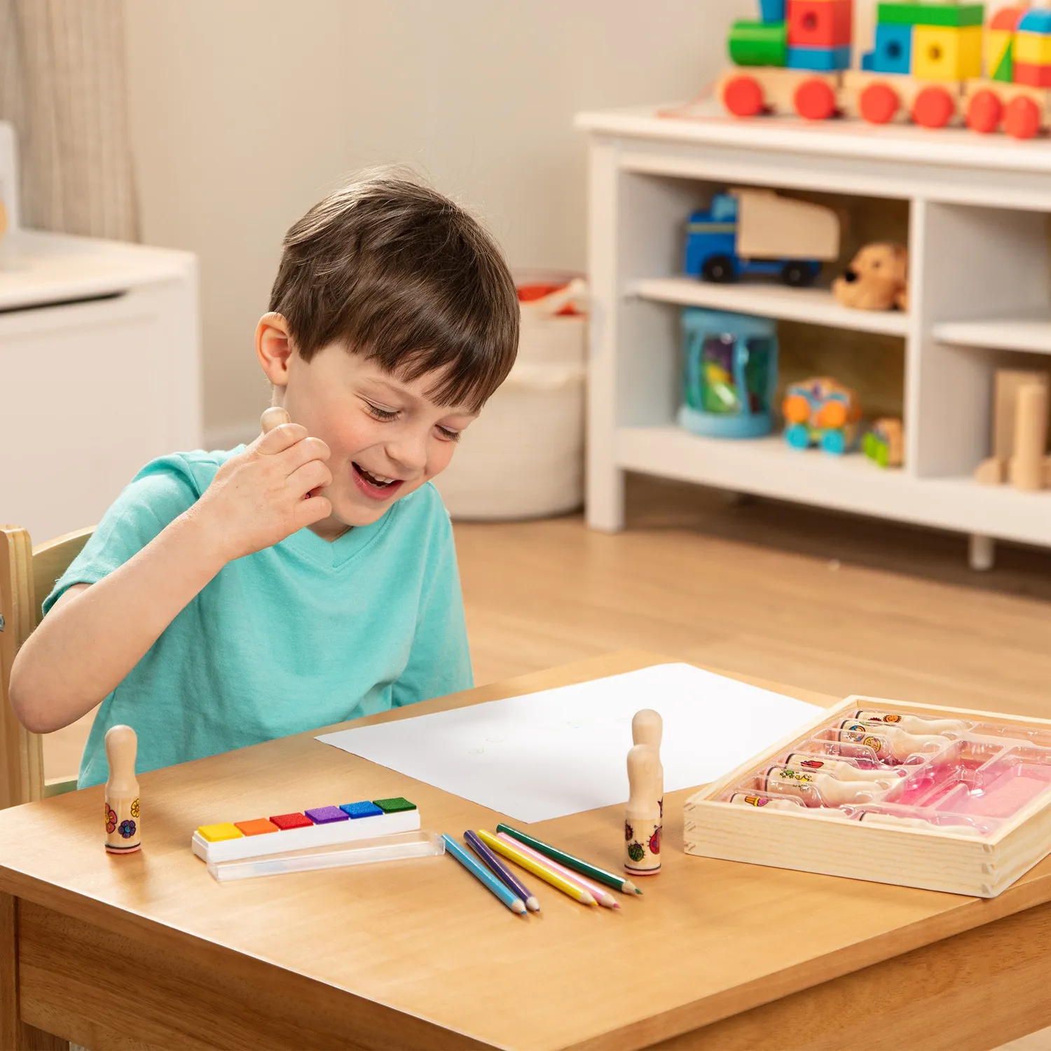 Melissa & Doug Happy Handle Deluxe stempelset 10-delig uitwasbaar