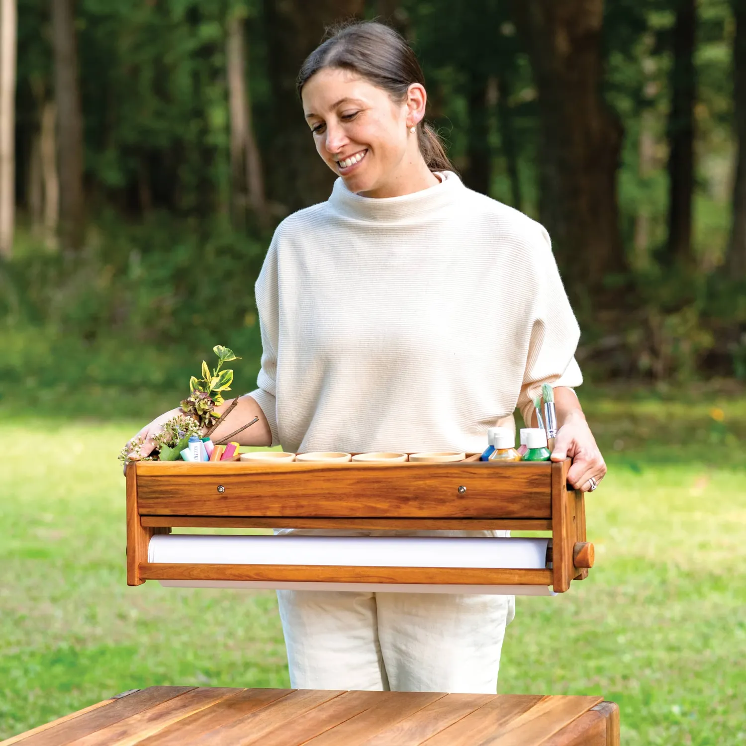 Guidecraft Acadia Outdoor Art Activity Table and Stool Set kindertafel hout