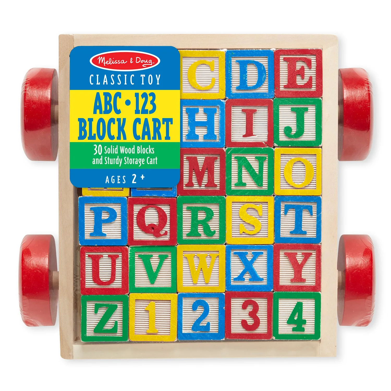 Melissa & Doug Classic ABC Block Cart blokkenkar 30 st hout
