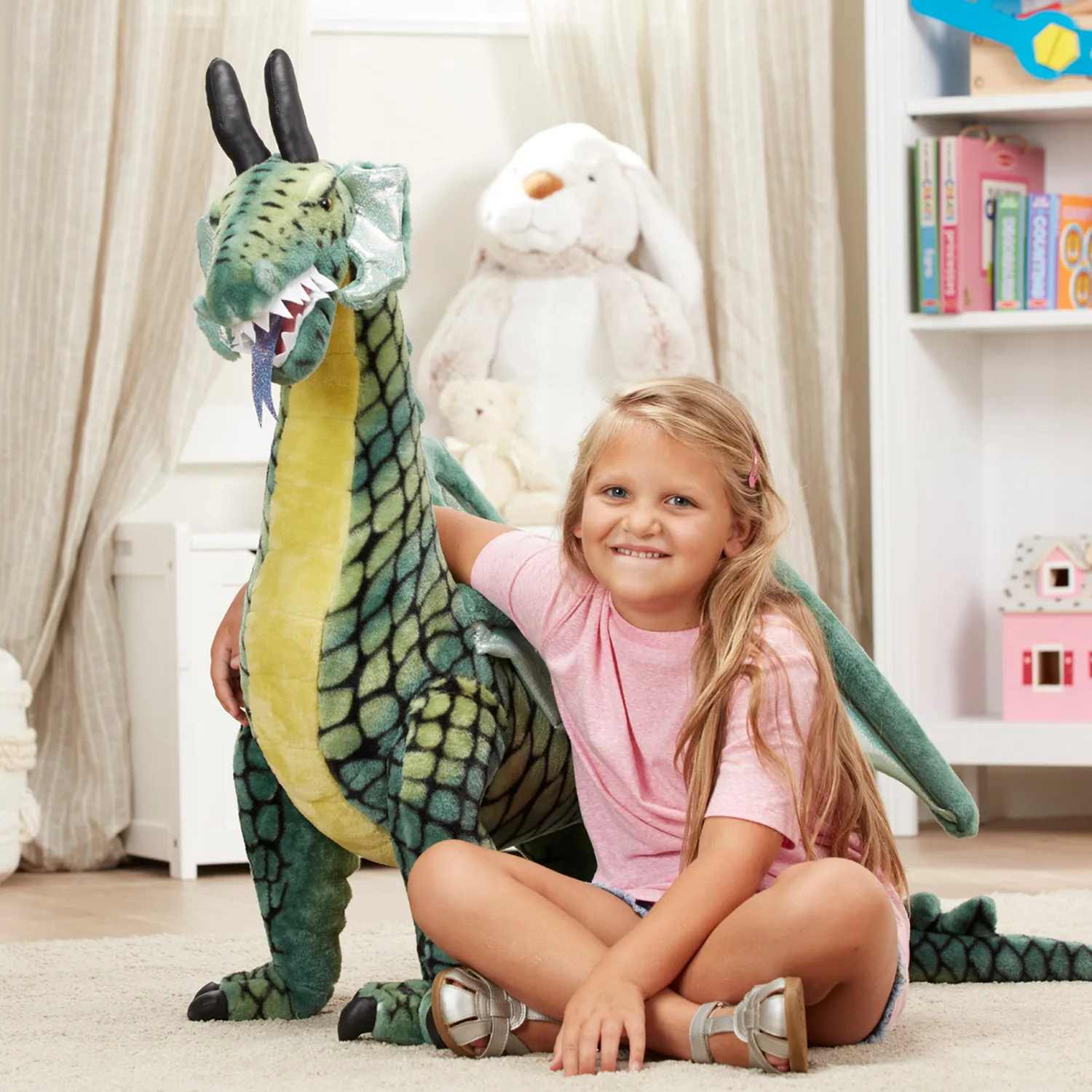 Melissa & Doug Draak Knuffel XL Groen