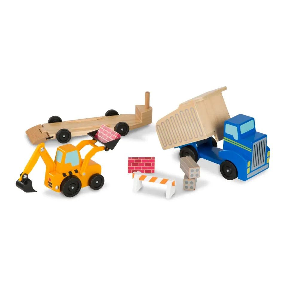 Melissa & Doug Classic Toy Dump Truck & Loader houten voertuigen 8-delig