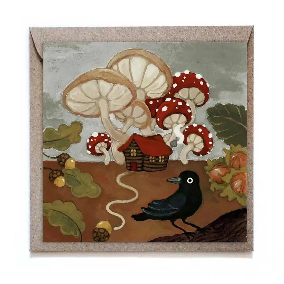 Ginger Fairy The Raven vierkante wenskaart met envelop